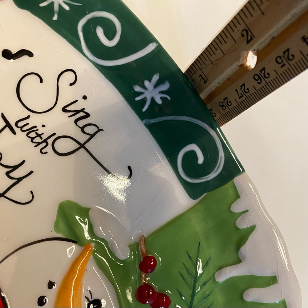Vintage Fitz and Floyd Snowman plate, small, Christmas decoration with Cardinal - Picture 4 of 6